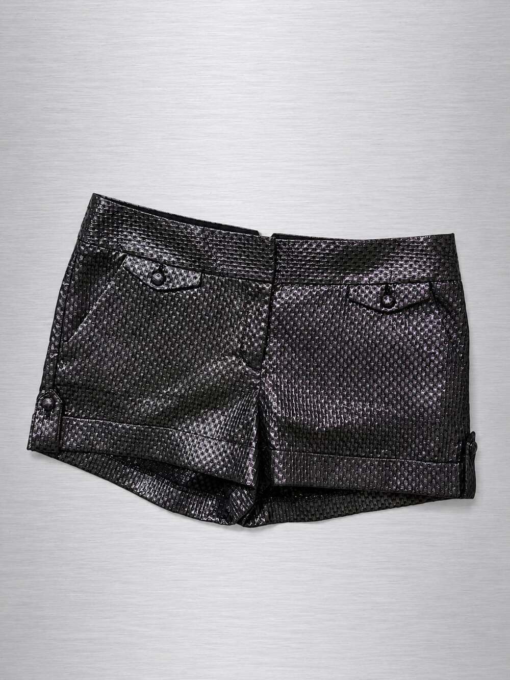 Express Metallic Woven Textured Shorts with Flap Pockets Size 8